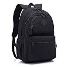X SIM FITNESSX ryggsäck unisex Daypack skolryggsäck dagväska vattentät för skola och fritid resor jobb 4 fack, svart, 4 Fach