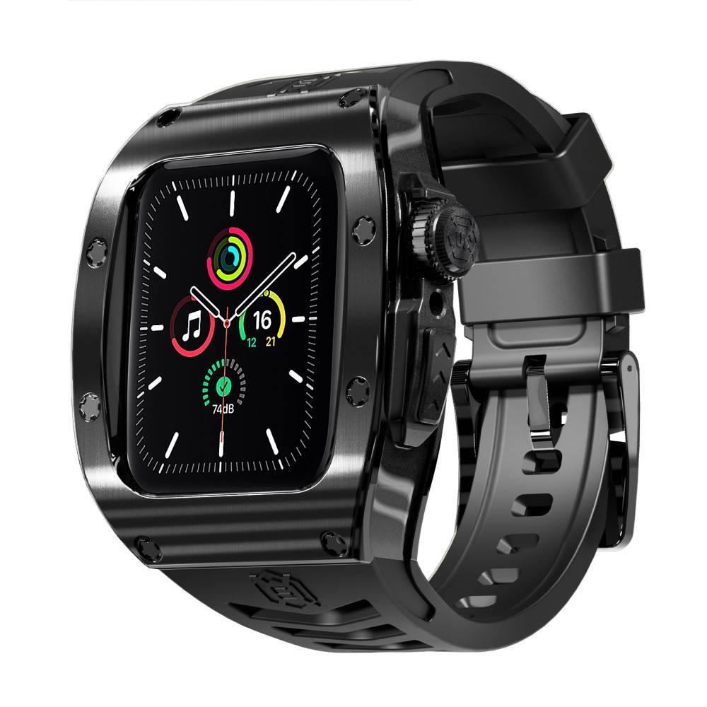 SHELLBOX High Brushed Metal Skal w Strap Apple Watch SE 44mm Svart