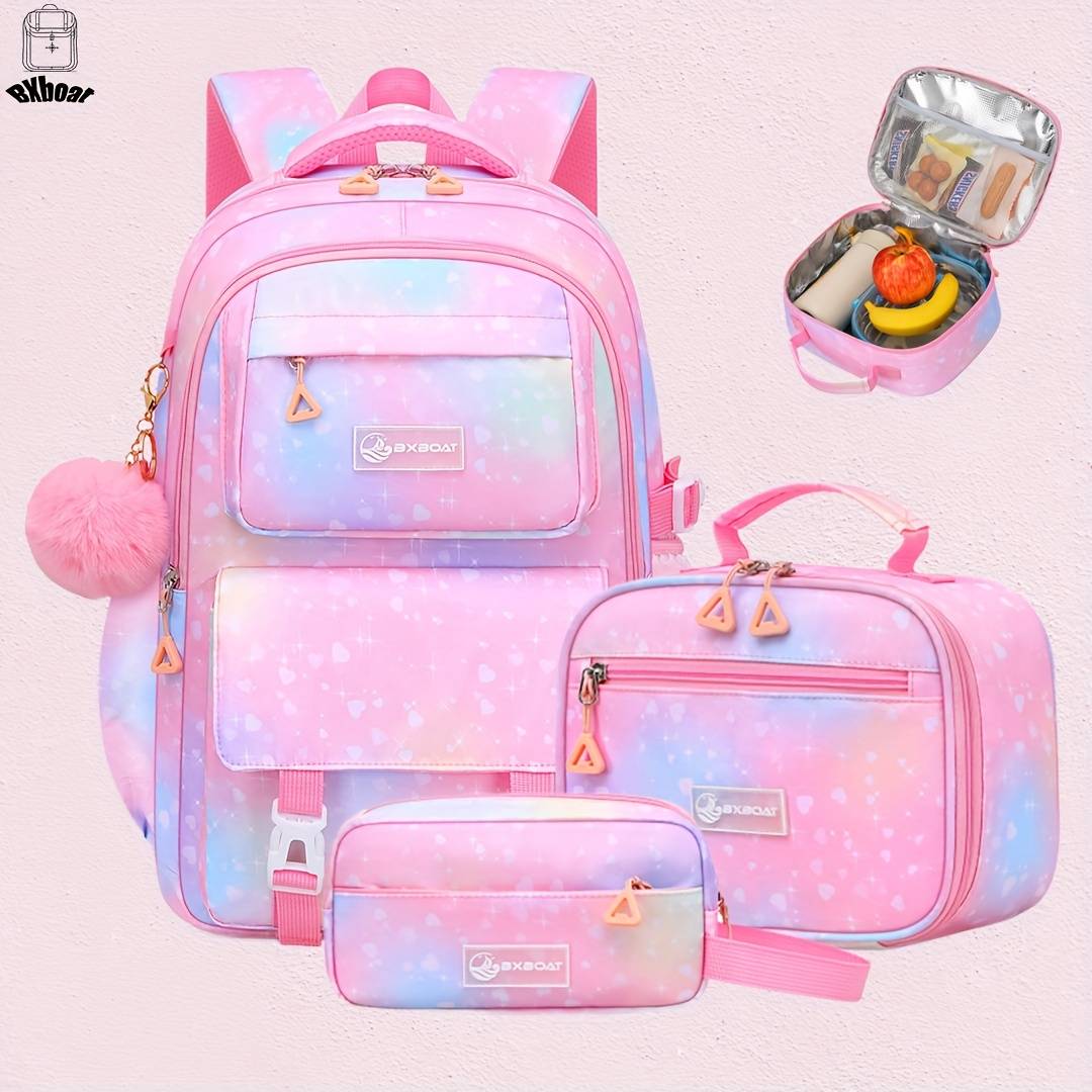 TEMU Bxboat 3pcs Gradient Color Casual Backpack Set, Large Capacity 16 Inch Laptop Bookbag With Multiple Pockets, College Backpack, Outdoor Camping Travel Bag, Travel Bag