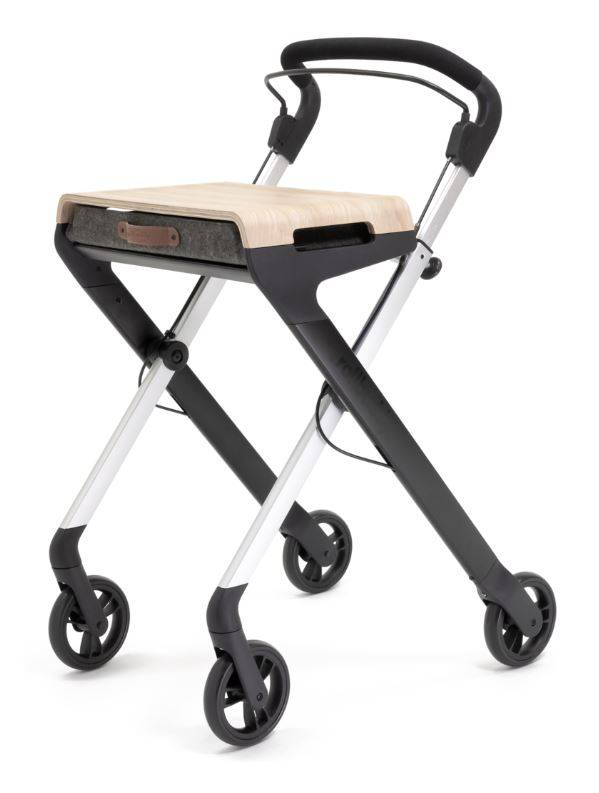 RollBuddy Rollator til indendørs brug med skuffe og skridsikker bakke