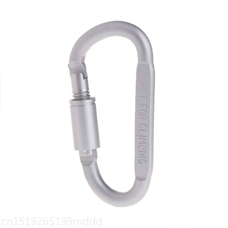 D formad camping karbinhake aluminiumlegering låsning krok ring nyckel klättring verktyg - Vit