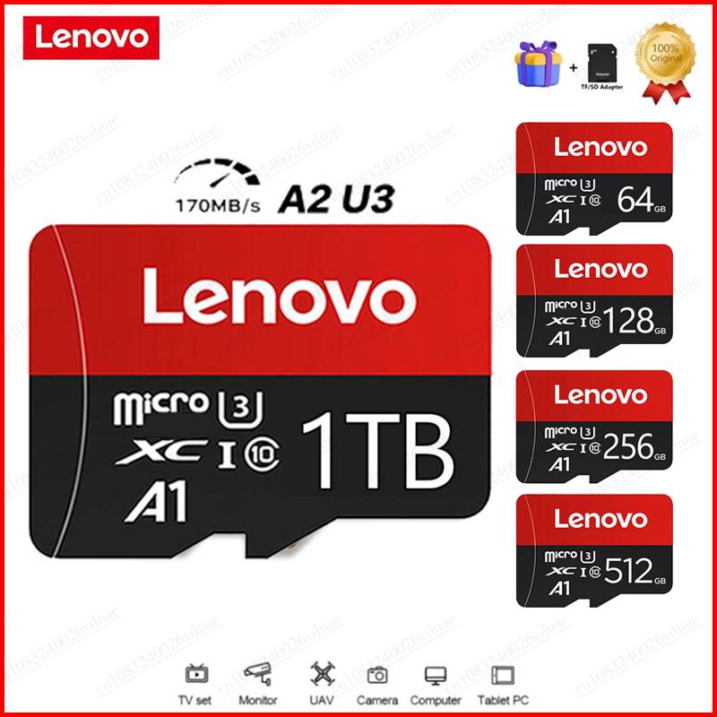 Lenovo High Speed Memory Card 1TB Cartao De Memoria 512GB Micro SD Card 256GB Class 10 TF Flash Card For Phone Tablet UAV NEW