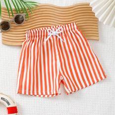 Randiga badbyxor med knytband för babypojke - Orange (6-9M,9-12M,12-18M,18-24M,2-3Y)