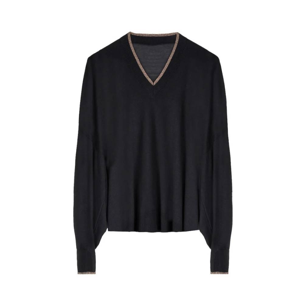 Mes Demoiselles Moonie V-hals Pullover - Strik - Dame - Sort - S -