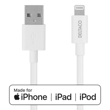 Kabel USB-A till Lightning Deltaco 1m