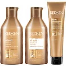 Redken All Soft Shampoo, Conditioner and Leave-in Routine for Dry Hair