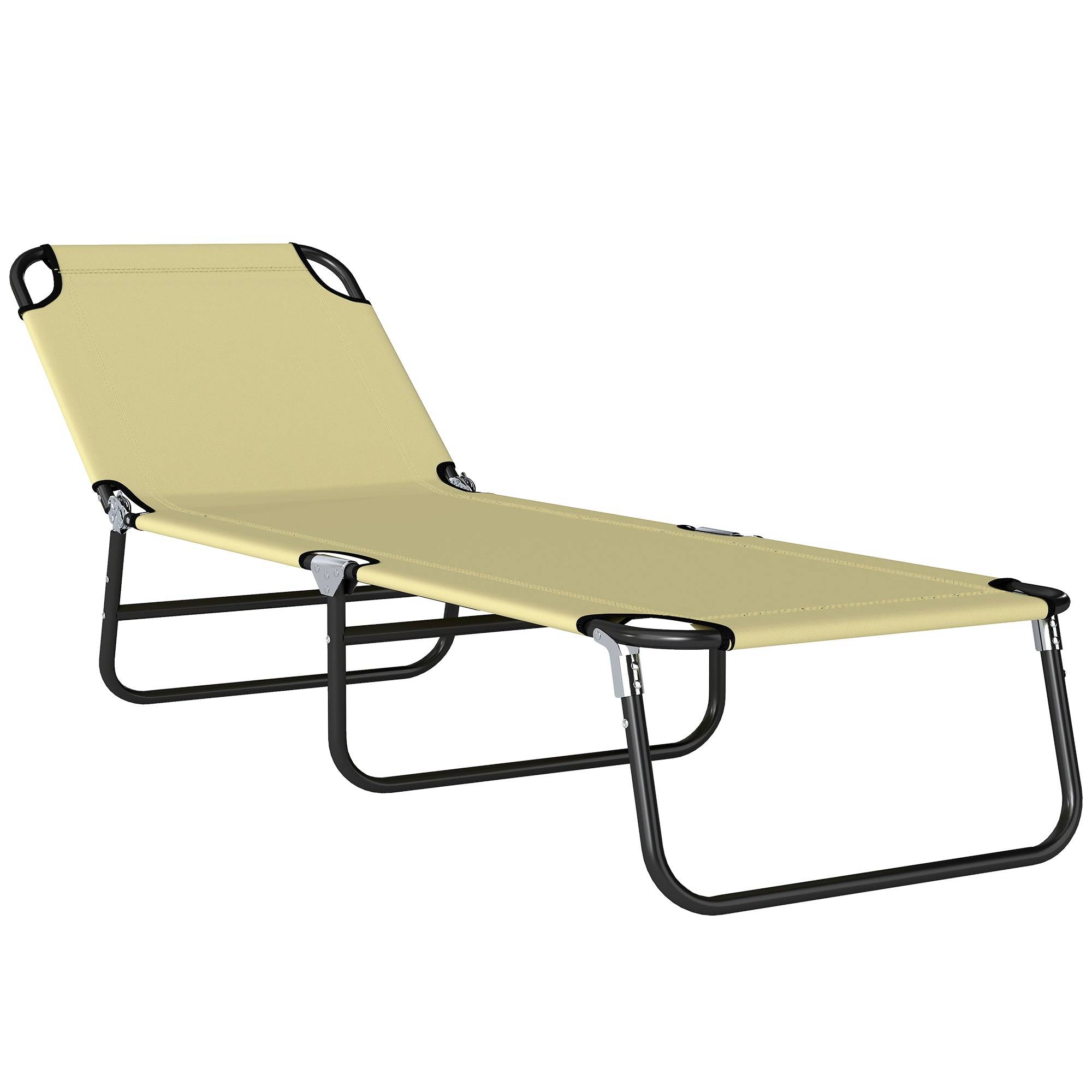 Solseng, justerbar ryglæn med 5 positioner, hurtigtørrende, metalstel, 190 x 56 x 28 cm, cremefarvet