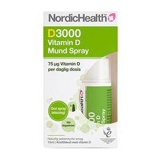 NordicHealth Vitamin D spray DLux3000 75μg - 15 ml. Bedst før 6/24