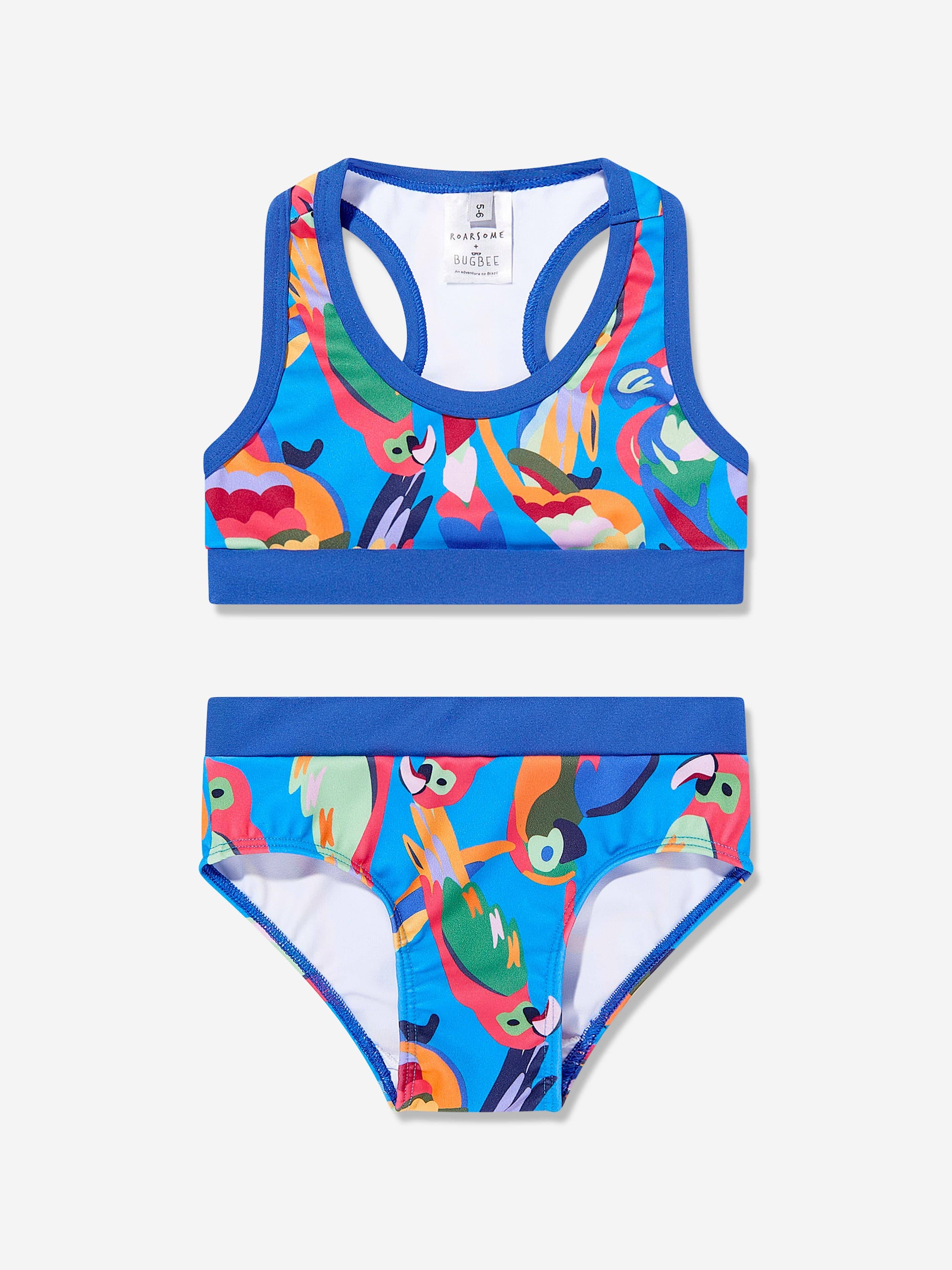Roarsome Girls Parrot Bikini in Blue - Blue / 4 - 5 Yrs (4 - 5 Yrs)