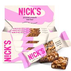 NICKS Peanut crunch nut bar, vegansk nötbar med keto choklad utan tillsatt socker, glutenfri (12x40g)