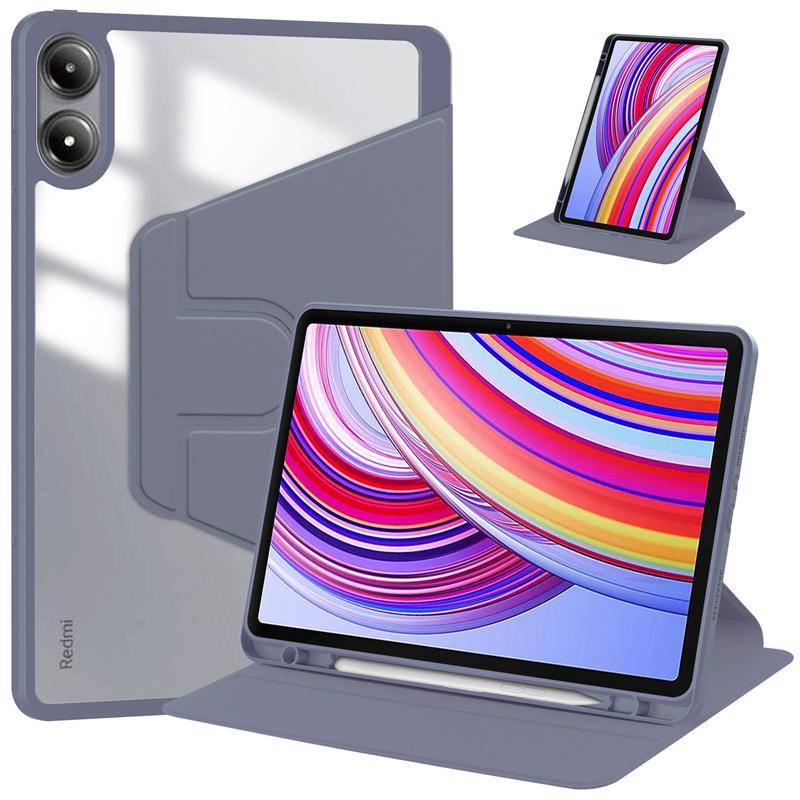 360 graders roterande fodral för Redmi Pad Pro-fodral 12,1 tum med pennställsfodral för Redmi Pad Pro Poco Pad 12 1 surfplattafodral svart