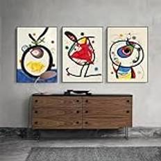 Joan Miro Leinwanddruck im klassischen abstrakten Stil, Gemälde, Poster, Wandbilder, Kunst, moderne Wohnzimmer-Heimdekoration, 50 x 70 cm x 3, ohne Rahmen