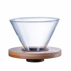 Transparent Glas Kaffe Drypper Kaffe Filter Holder Kaffe Filter Kegle med Træpude Kaffe Tragt