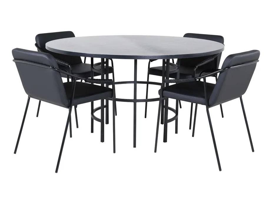 Venture Design Copenhagen & Tvist spisegruppe Sort/sort 4 stole og borde 140 cm