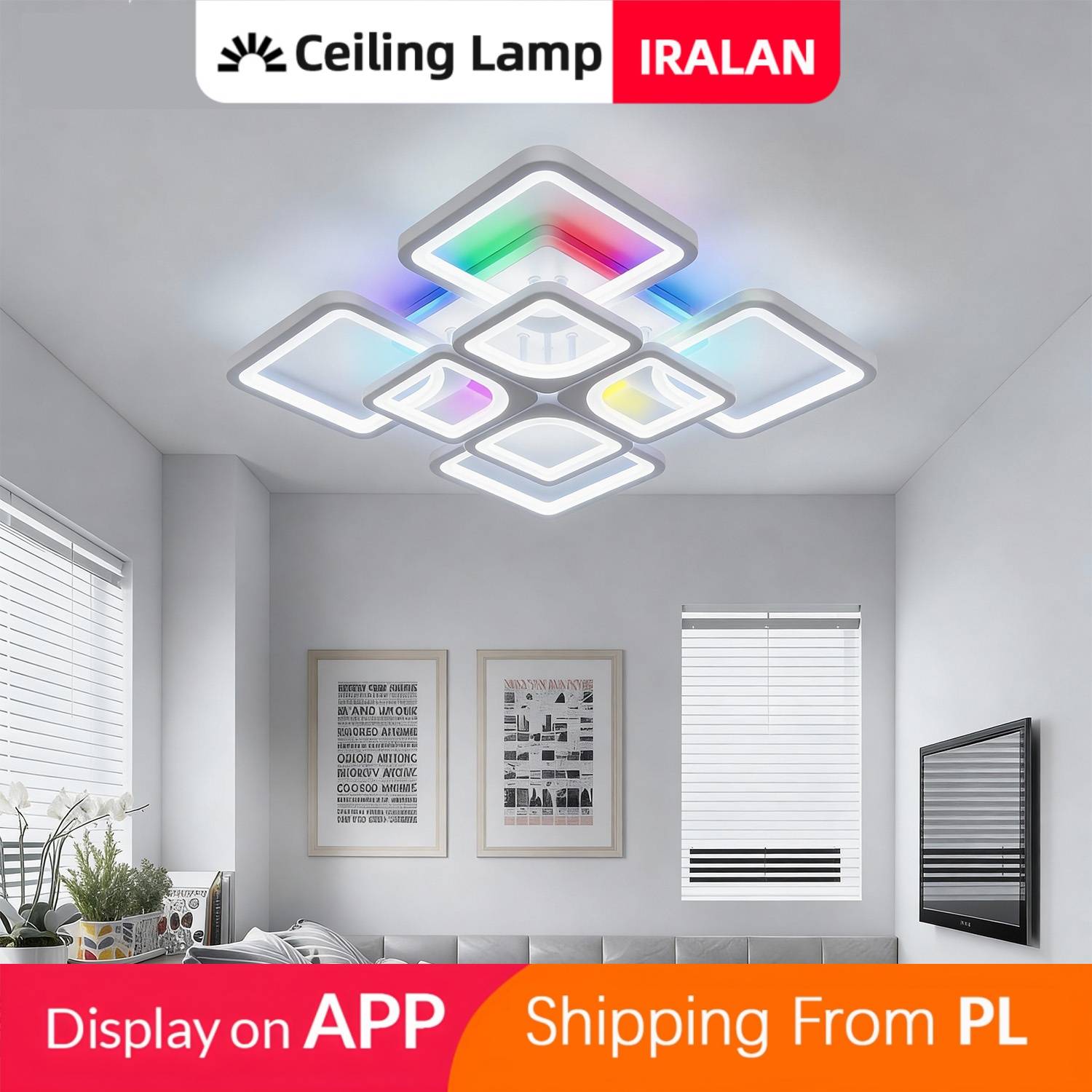 IRALAN Nordic Simple Ceiling Lamp RGB Color Changing APP Control Dimmable Smart Light Modern Decor Fixtures for Living Room Bedroom Kitchen Lounge | EU Local Warehouse Fast Shipping