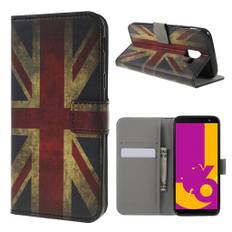Samsung Galaxy J6 mobiletui i kunstlæder med printet mønster samt stativ - Vintage UK flag