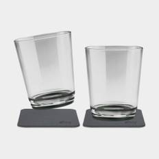 Magnetiska plastglas Silwy Magnetic Drinking Cup Pearl Grey, transparent/grå, 25 cl, 2-pack + magnetiska glasunderlägg