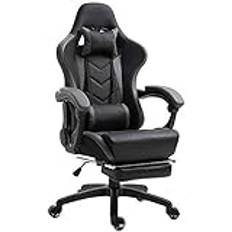 Luxury Boss Chair Big Tall Executive Office Chair, Massage Gaming Chair med Fotstöd Ergonomisk Gamer Chair för E-Sport, Reclining Video Game Chair med armstöd Large, Blac,Black