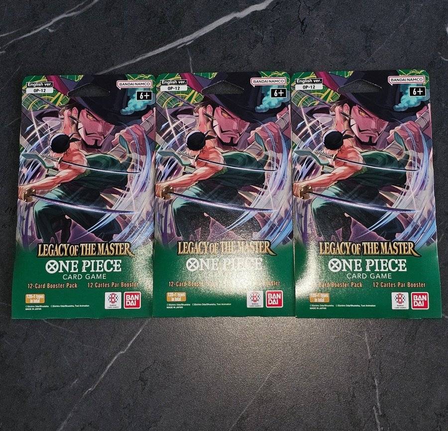 3 stycken One Piece TCG - Legacy of the Master Sleeved Booster packs - OP-12