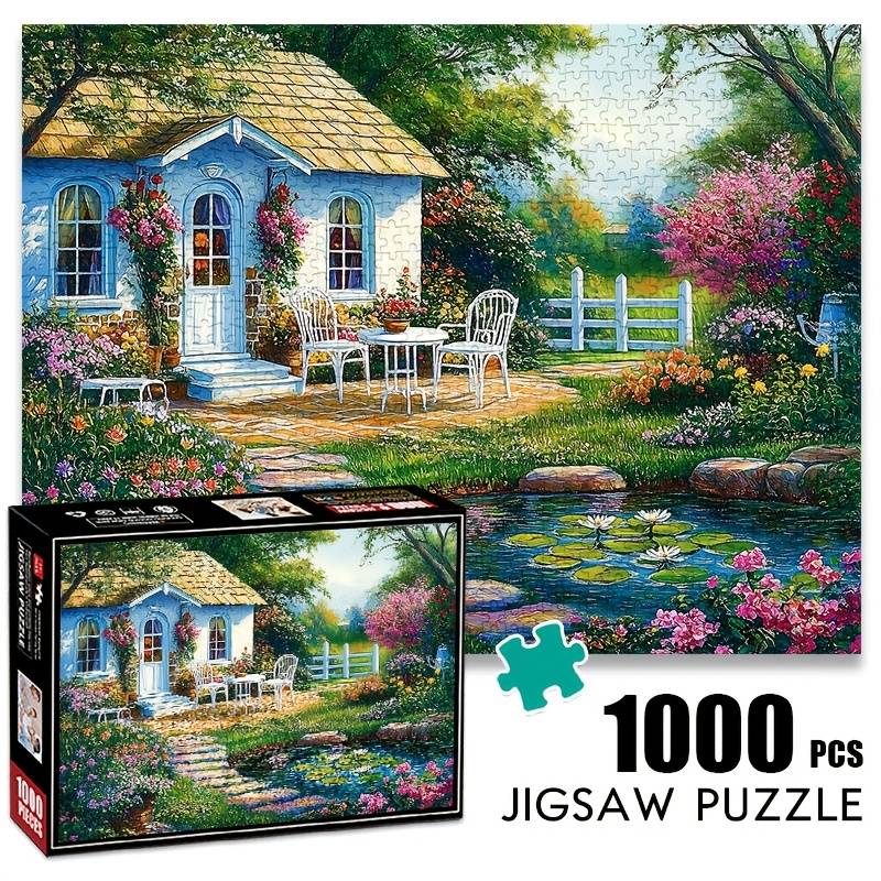 For Lotus Courtyard 1000pcs Paper Jigsaw Puzzle, Large Puzzle Toy, Exquisite Game Gift, Family Interactive Game, Diy Decoration, Brain-challenging Holiday Gift