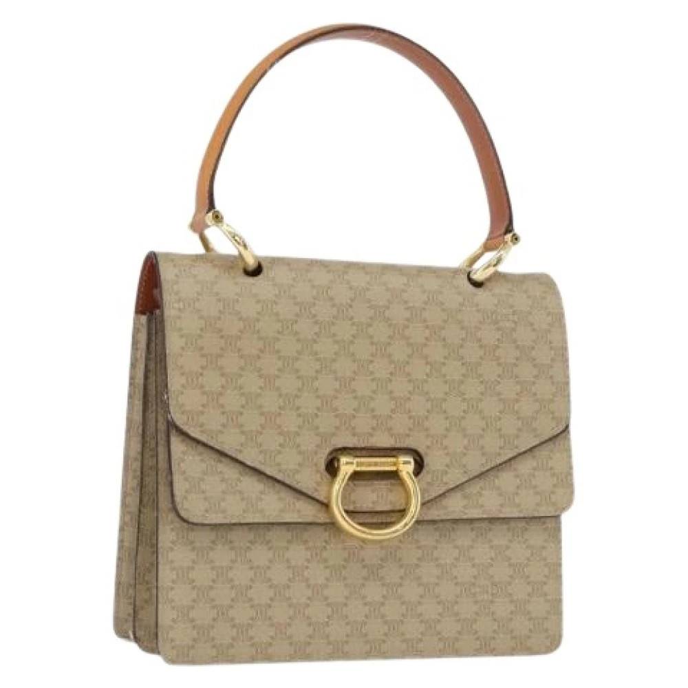 Celine Vintage Pre-owned Vintage Macadam Canvas Håndtaske - Vintage - Dame - Beige - ONE SIZE - Uld