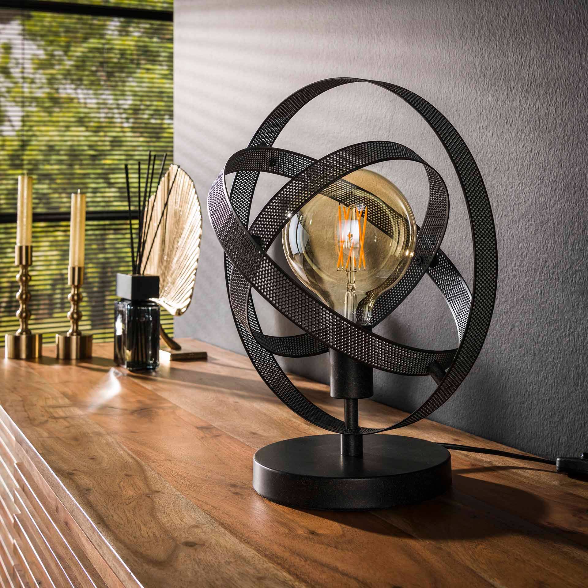Sanz - Bordlampe i hullet artic sort metal Levering med pære(r)