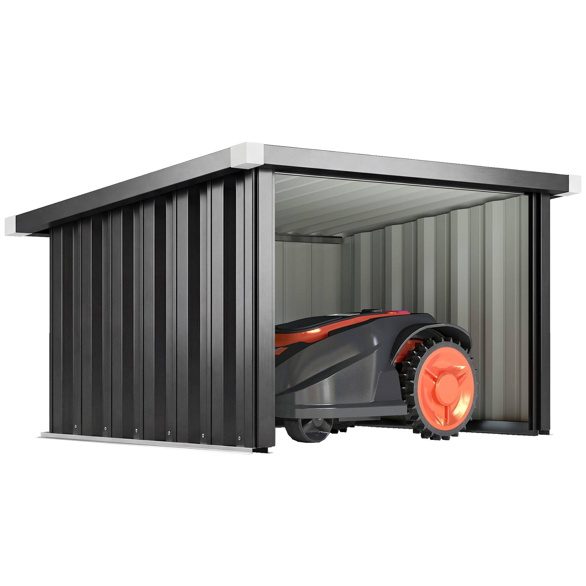 Robot Mower Garage Steel 108 x 86 x 62.5 cm Lawn Robot Garage with Pent Roof Protective Edge Galvanized Steel