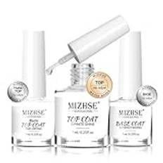 MIZHSE Base Coat Top Coat Nail Polish Non-Gel 3 st, naturlig nagelbaslack, topprock matta, underlack och överlack set för alla serier av snabbtorkande Long Lasting 7 ml