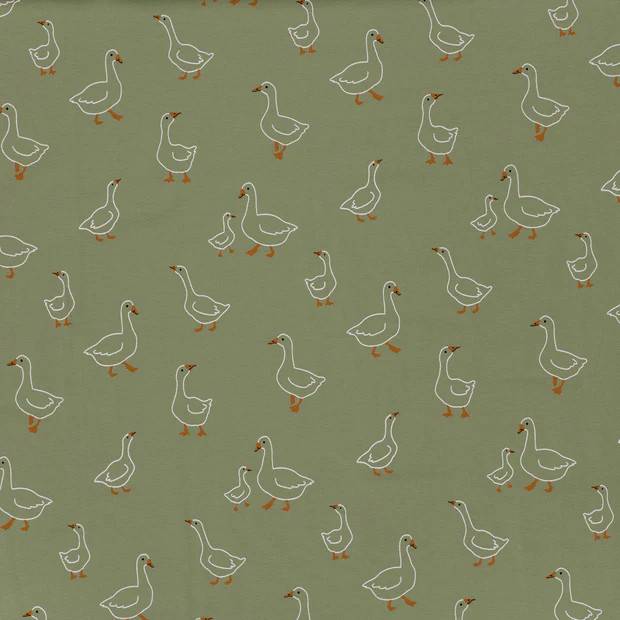 Ducks, Olive Green - Trikåtyg