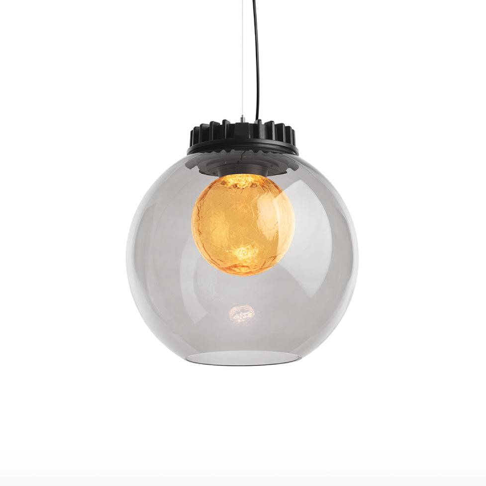 City Globe - Pendlad taklampa | 3 färgalt. | Färg - Inre kupa: Cognac | Ljuskälla: E27 - 8W LED | 804 Lumen | 2700 K (L70067)