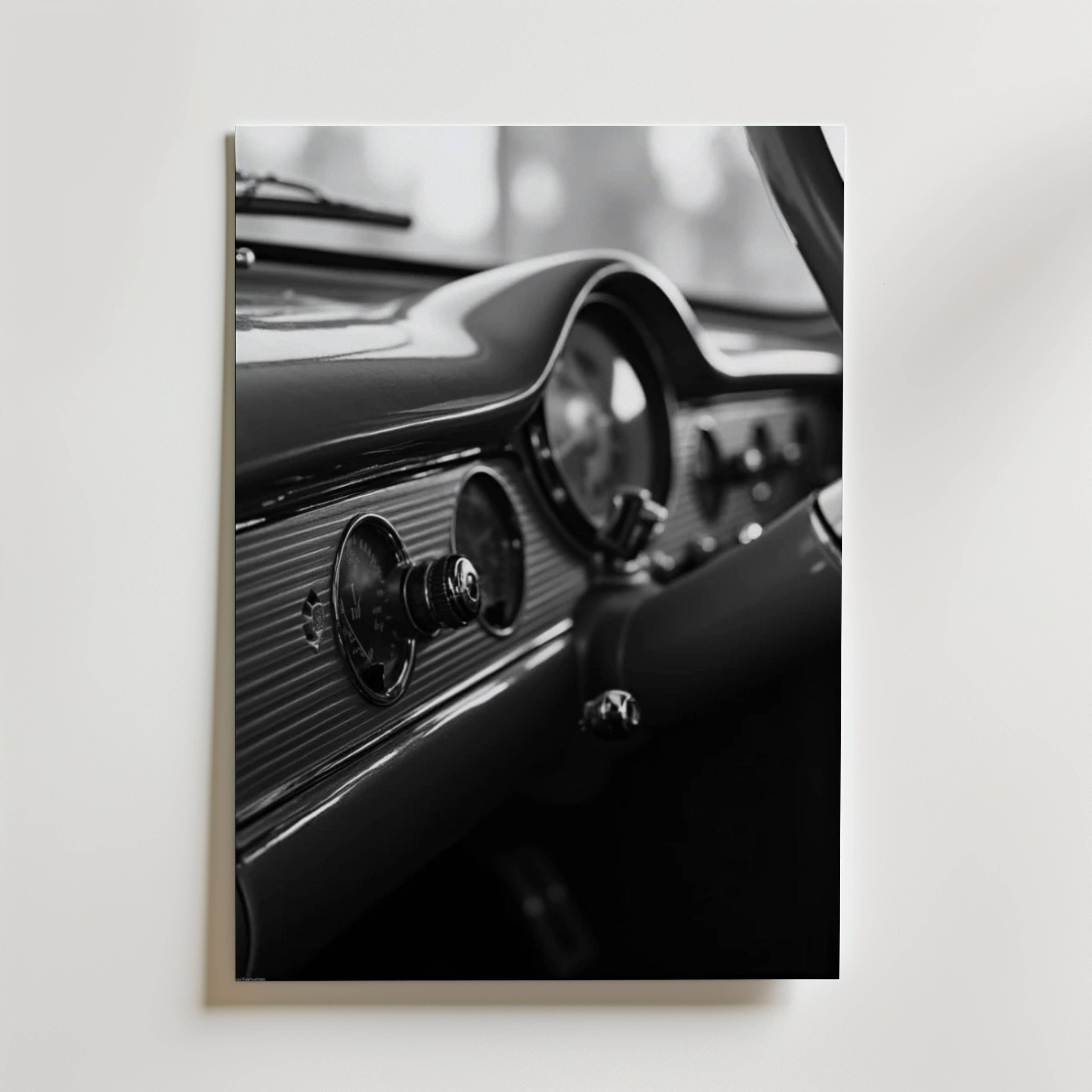 Old School Car Dashboard Poster - Premium Canvas 50x70 cm