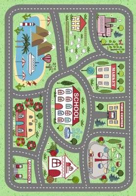 Barnmatta - City Town (multi) (Storlek: 120 x 170 cm)