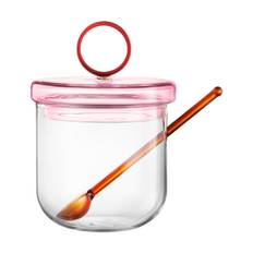 Muurla Loop sukkerskål inkl. ske Ø14 cm Klar-pink-amber