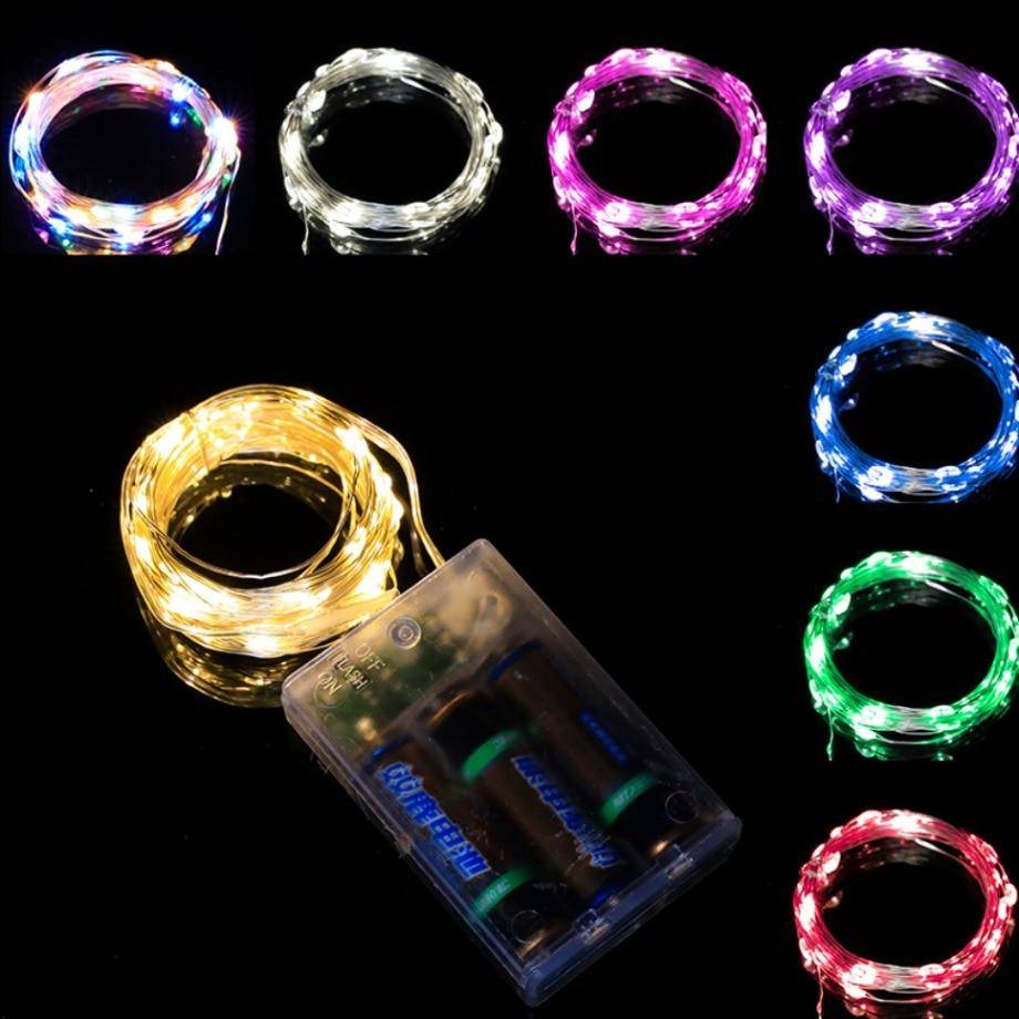 1/2/3/5/10/20/30M LED Strängljus Batteri Koppartråd Garland Lampa Utomhus Vattentät Fairy Belysning För Jul Bröllopsfest Dekoration rosa