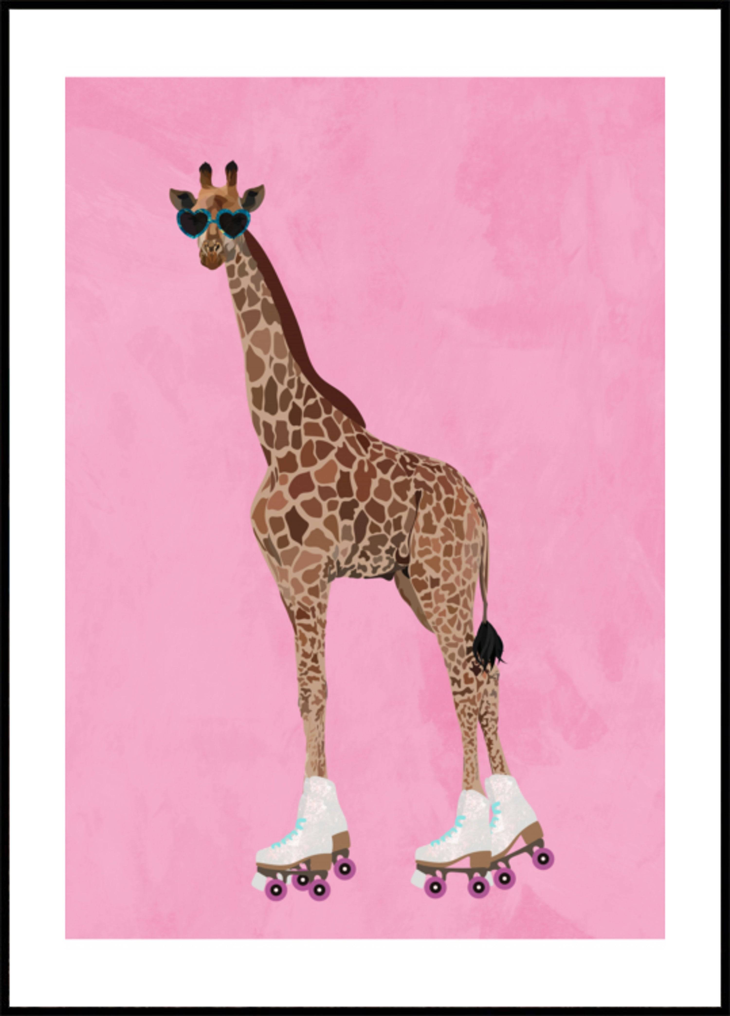 Cool Giraffe Roller Skates (40x50) - Plakater > Osorterade verk