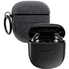 Bose QuietComfort Earbuds II-paket med textilfodral för bärväska, trådlöst, Bluetooth, världens bästa brusreducerande in-ear-hörlurar med personlig brusreducering, svart