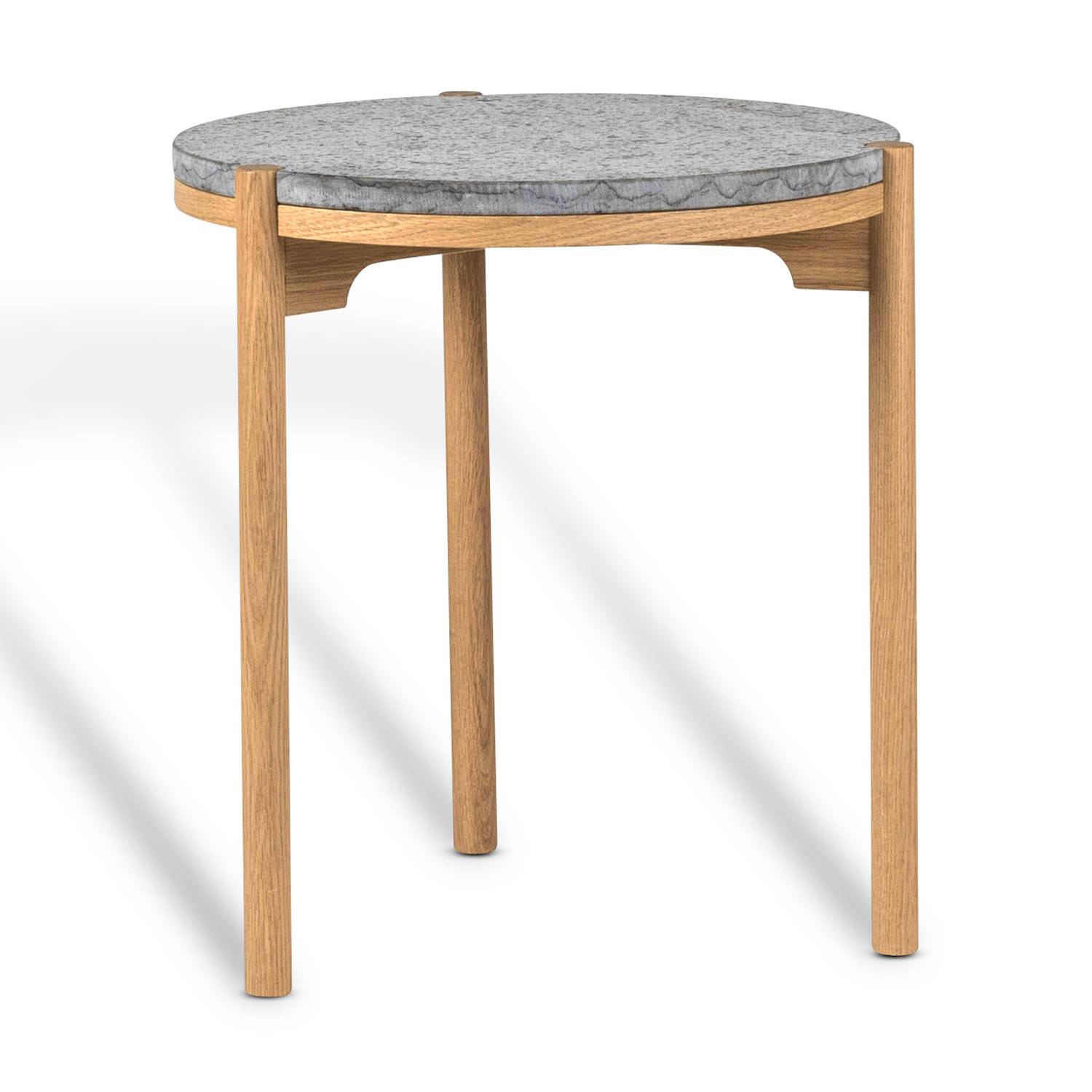 Dondo sidobord ek/hyvlad kalksten Ø45 cm - Träfärgad
