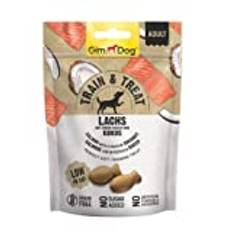 GimDog TRAIN & TREAT - Lax med kokos - Spannmålsfria godbitar med låg fetthalt, idealiska träningssnacks - 1 påse (1 x 125 g)