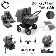 Komplett Startpaket - Bugaboo Donkey5 Twin inkl. Turtle Air BLACK / GREY MELANGE