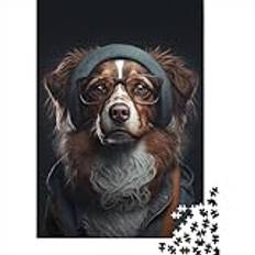 Pussel hipster hund i kläder 5 pussel för vuxna träpussel pedagogiskt spel för vuxna barn 1 000 st (75 x 50 cm)