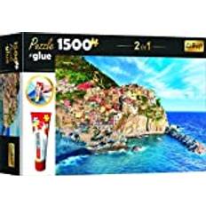 Trefl 26178 Set 2in1 Pussel + Lim, 1500 Bitar Pussel Manarola, Liguria, Italy, Lim och Konserveringsmedel, Stapla och Kombinera Bitar, Kreativ Underhållning, för Vuxna och Barn Över 12 År