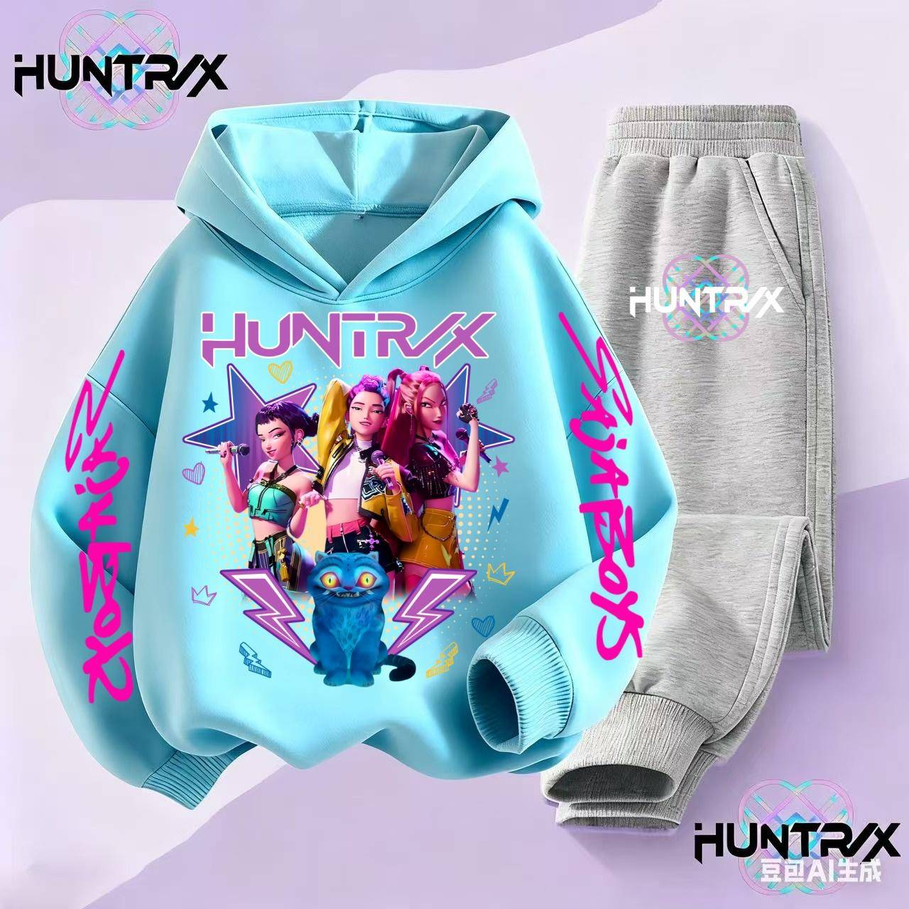 KPop Demon Hunters Huntrix Hoodie Barn Tecknade Kläder Flickor Hoodie Byxor 2st Set Småbarn Pojkar Outfits cm red