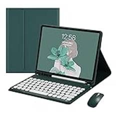 YEEHi iPad mini 5:e generationen mini 4 tangentbordsfodral med mus sött färgtangentbord retro rund tangent godisfärger Bluetooth avtagbart tangentbord mini 5-skydd (mini4/mini5, mörkgrön)