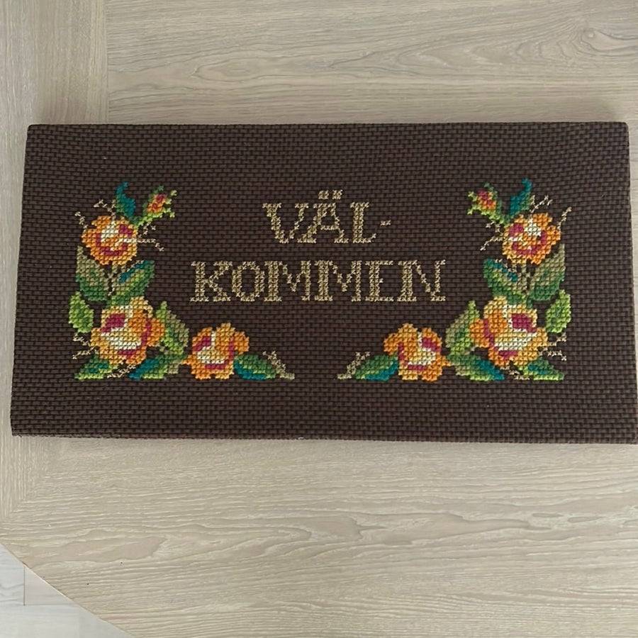 Broderi Välkommen tavla 60-tal 70-tal vintage