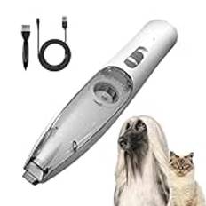 Anulely Dog Paw Vacuum Trimmer - Quite Dog Grooming Clippers med LED-ljus - Clear Bin Cat Rakapparat, starkt sugande hundtrimmningssats för trimning, husdjursmaterial, fällning