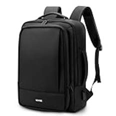 HOMIEE Laptop ryggsäck herr, handbagage ryggsäck, utbyggbar reseryggsäck ryggsäck vattentät resa ryggsäck 15,6 tum laptop handbagage flygplan ryggsäck med USB-laddningsport, svart, 15,6 Zoll