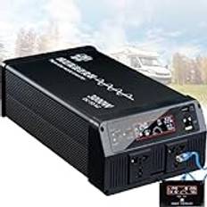 Nominell effekt 3000w bilväxelriktare, DC12v/24v/48v till AC220v Power Inverter,Pure Sine Wave Inverter,LCD Display Två AC-uttag & One Port Inverter,24V-Remote-display-switch