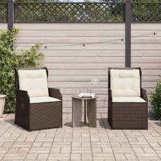Trädgårdsbänk med kudde 2 pcs Brun Poly rattan