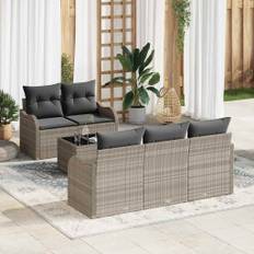 vidaXL Havesofa Sæt med pude 6 pcs Lysegrå og mørkegrå 55 x 55 x 37 cm
