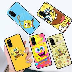 Black Case for Samsung Note 20 Lite S24 Ultra S23 A03 A05 A06 A11 A71 A15 A16 A13 A24 A25 A33 A52 A53 A50 M55 M35 Plus S-39 Lovely Spongebob Samsung A22 5G